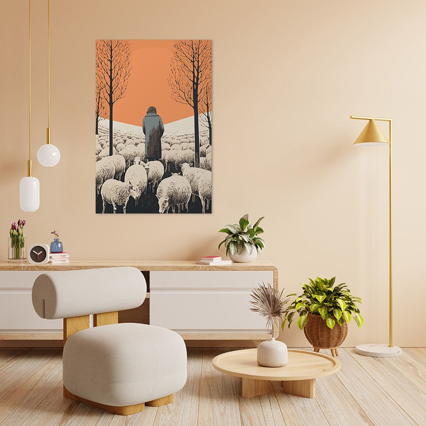 The Shepherd's Serenade with the Sheep Wall Art