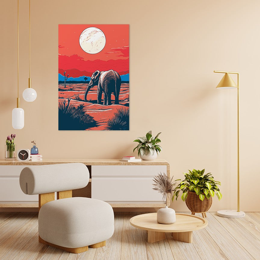 Elephant and Sunset Wall Art