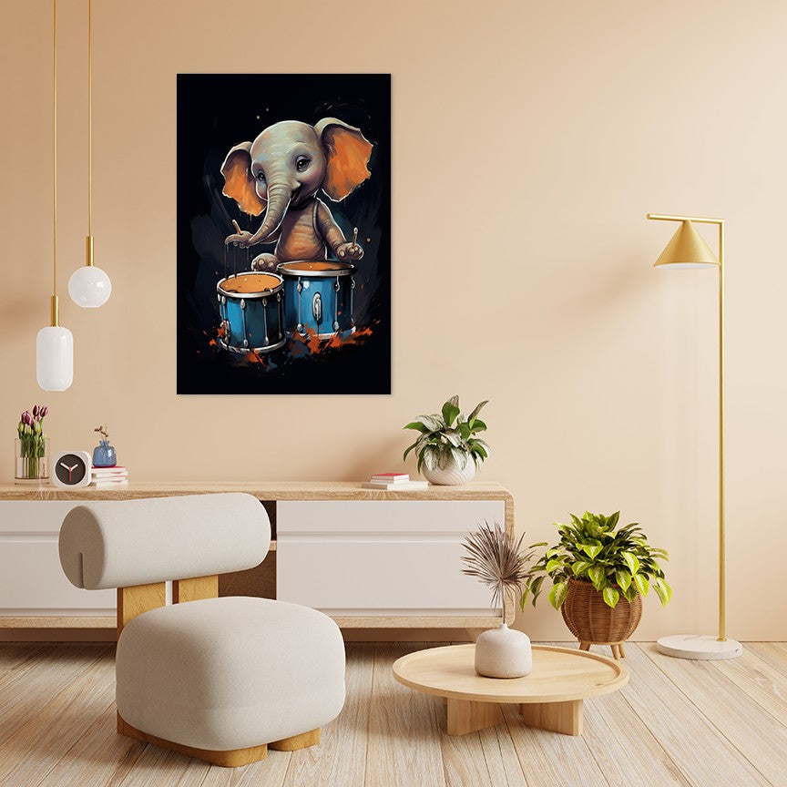 The Drumming Elephant Wall Art