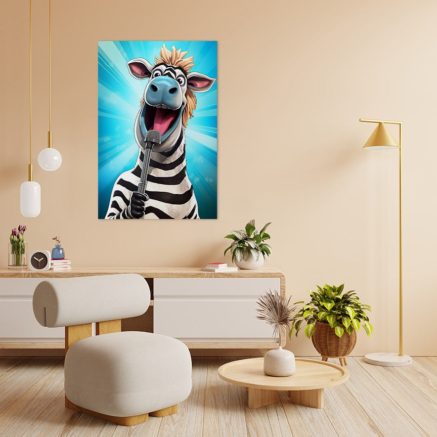 The Singing Zebra Funny Wall Art
