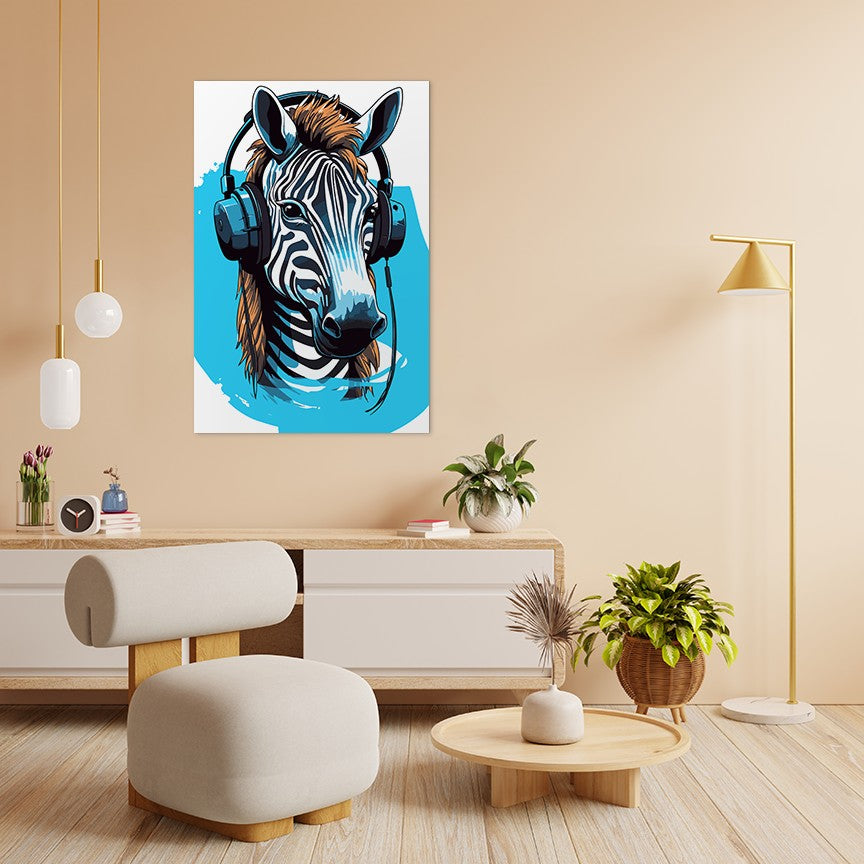 Zebra Listening To Music Wall Art