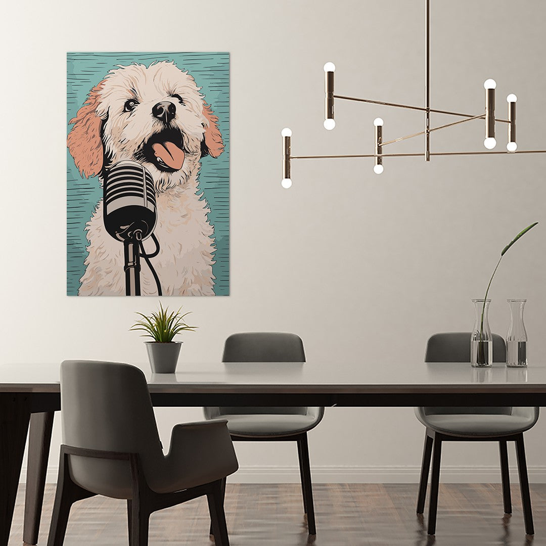 A Playful Puppy Singing Wall Art