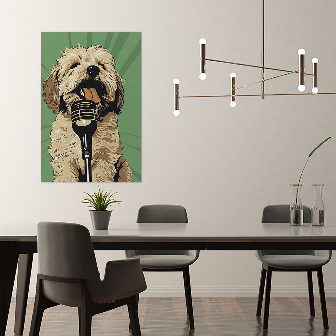 Adorable Puppy Singing Bliss Wall Art