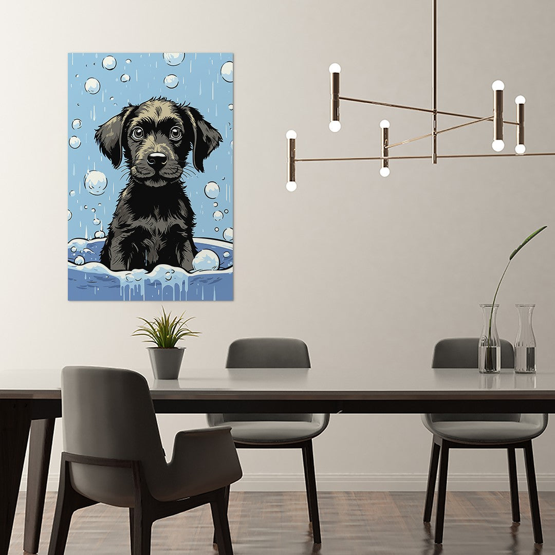 Cute Puppy Enjoys Bath Wall Art