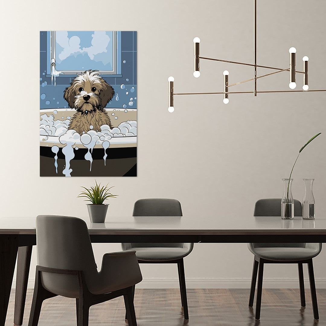 Puppy in Bubbly Bathtub Wall Art