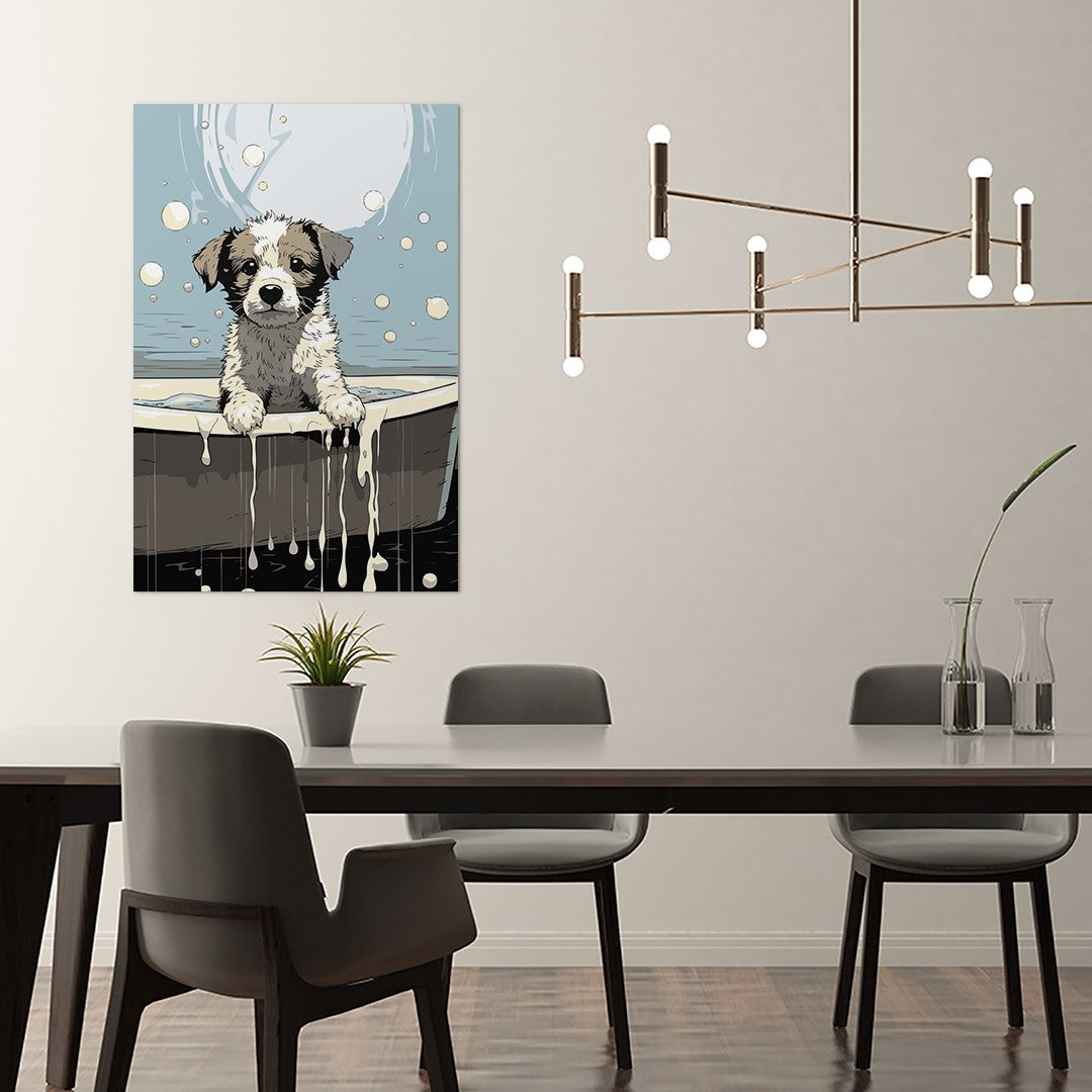 Puppy in Bathtub Wall Art