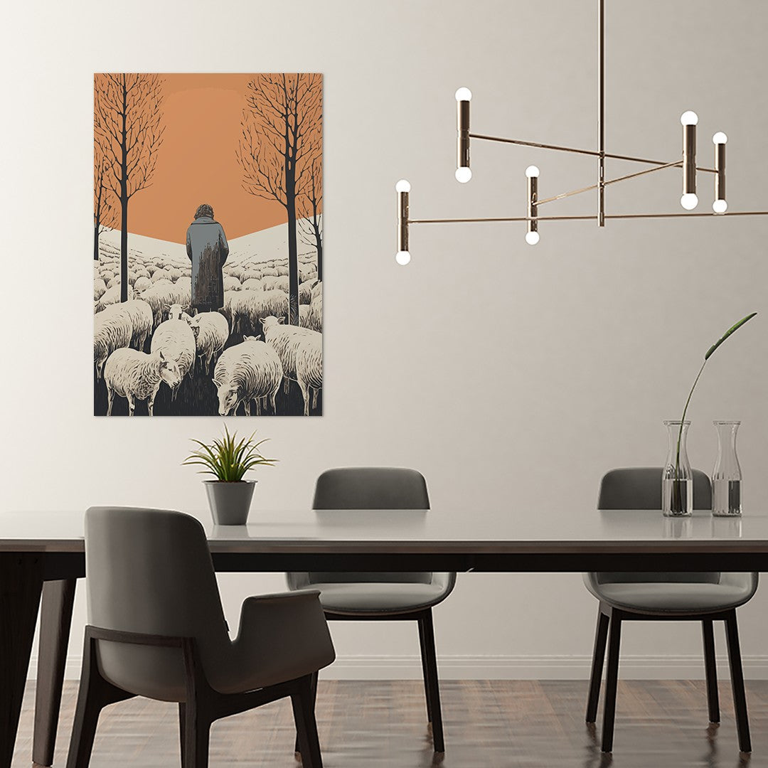 The Shepherd's Serenade with the Sheep Wall Art