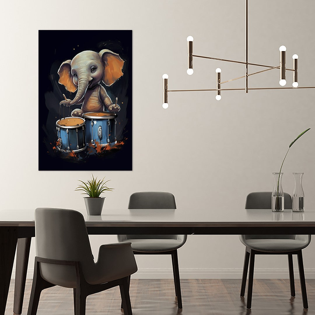 The Drumming Elephant Wall Art