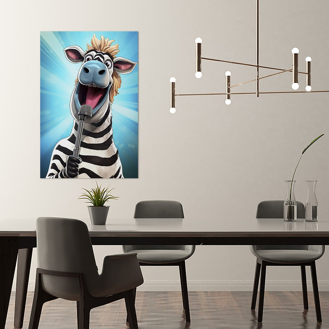 The Singing Zebra Funny Wall Art