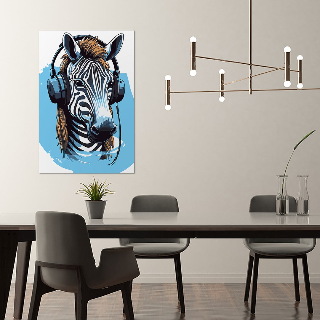 Zebra Listening To Music Wall Art
