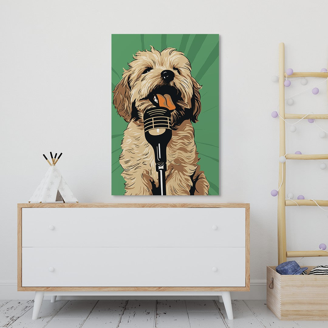 Adorable Puppy Singing Bliss Wall Art