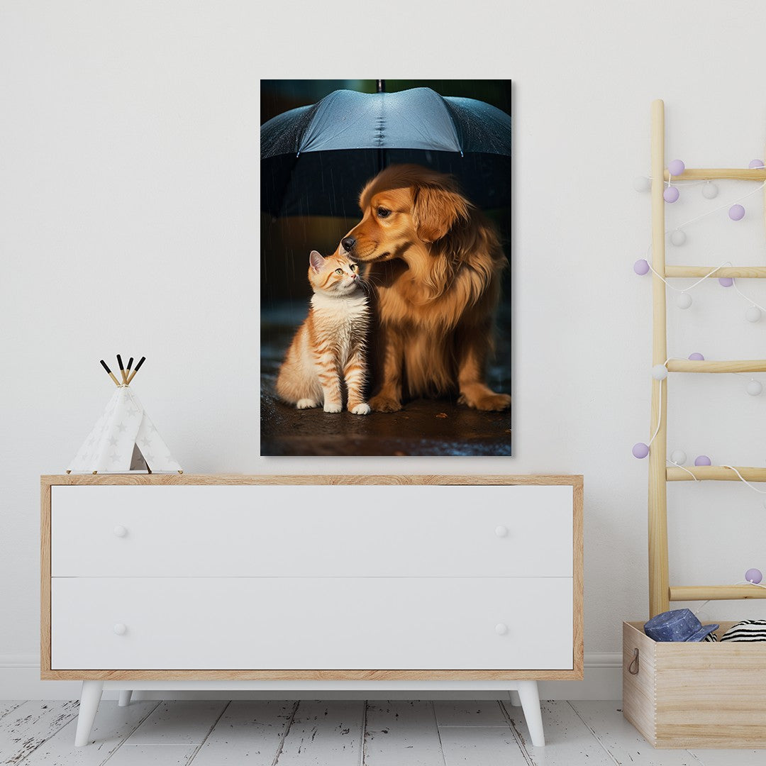 The Everlasting Friendship of Dog and Cat Wall Art