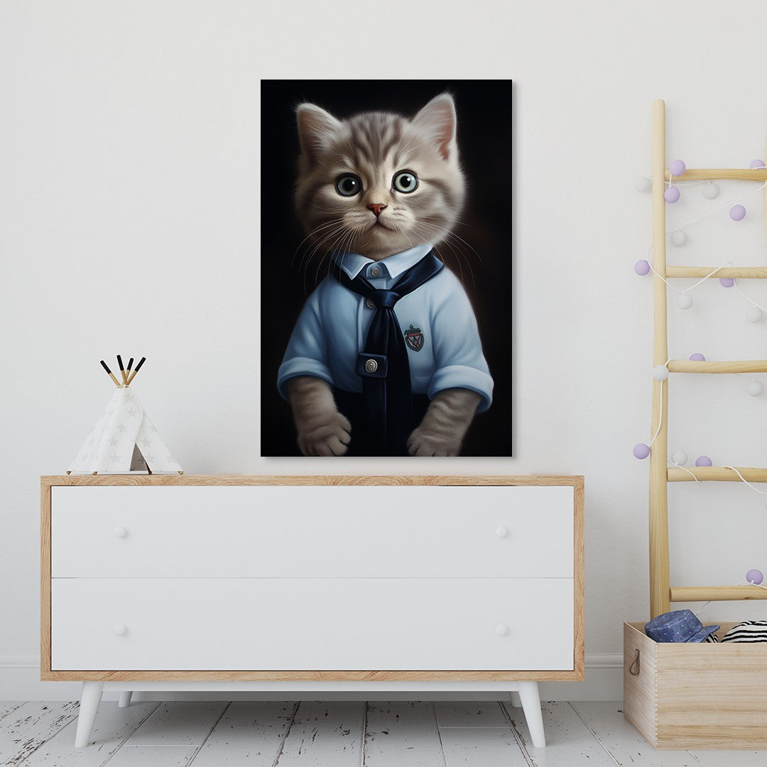 Cat in School Dress Wall Art