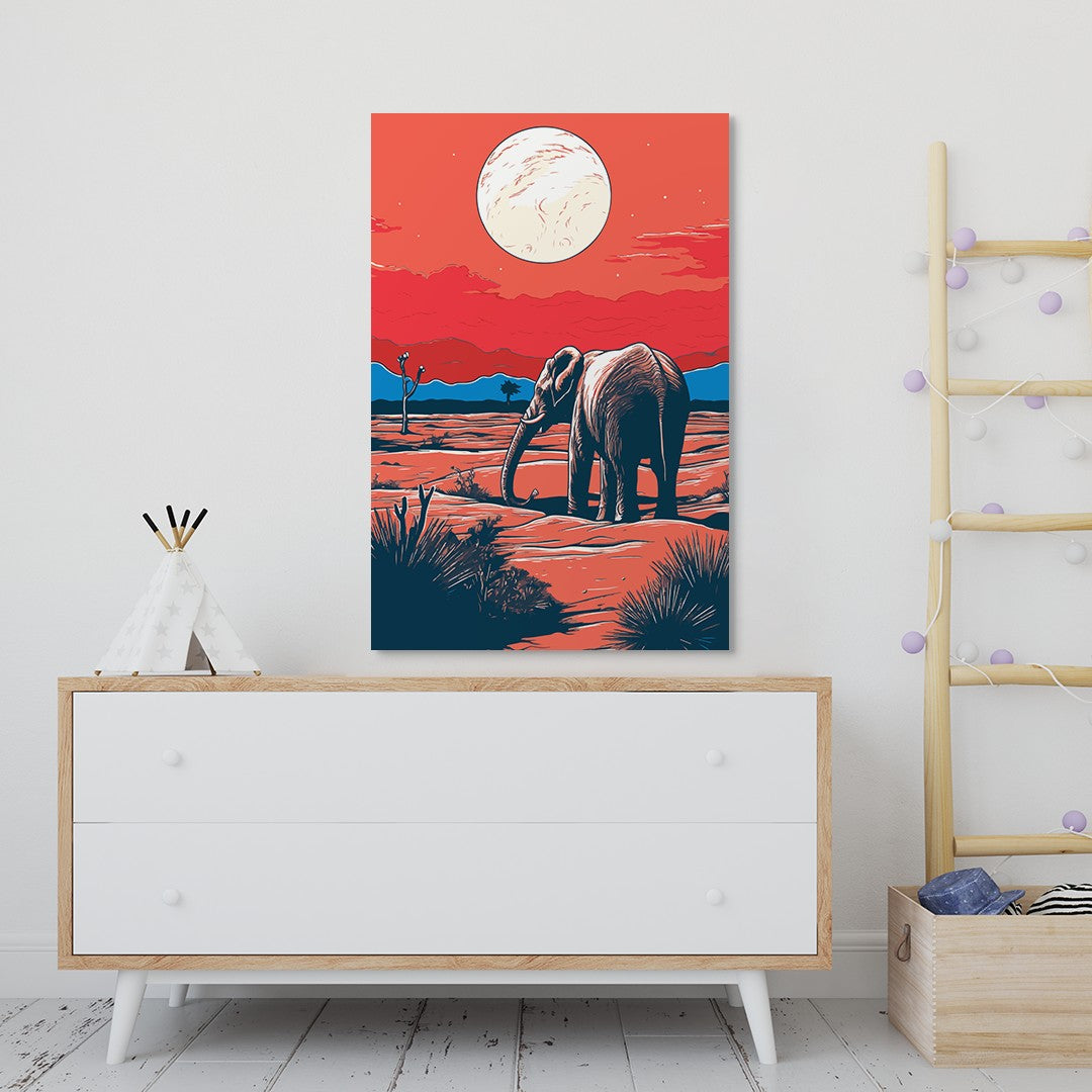 Elephant and Sunset Wall Art