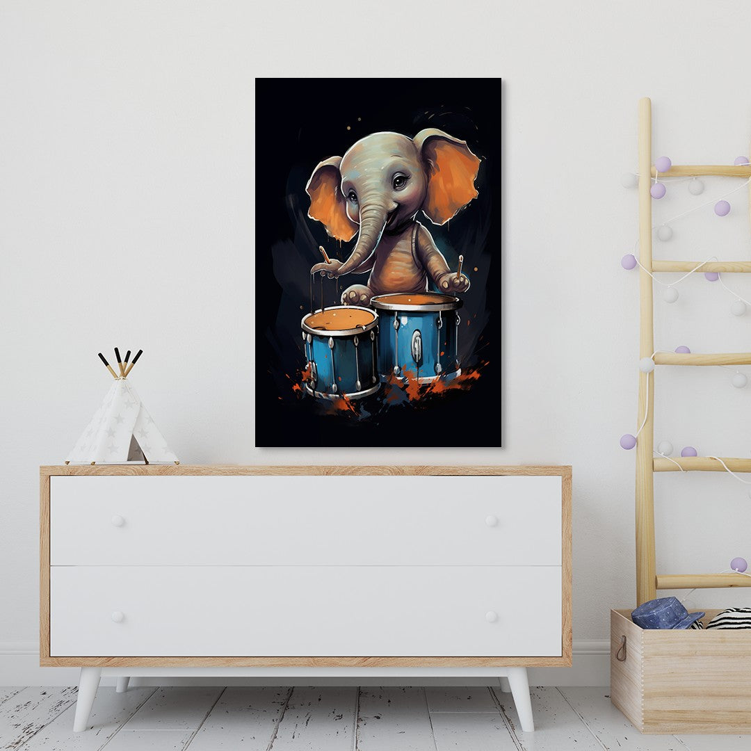 The Drumming Elephant Wall Art