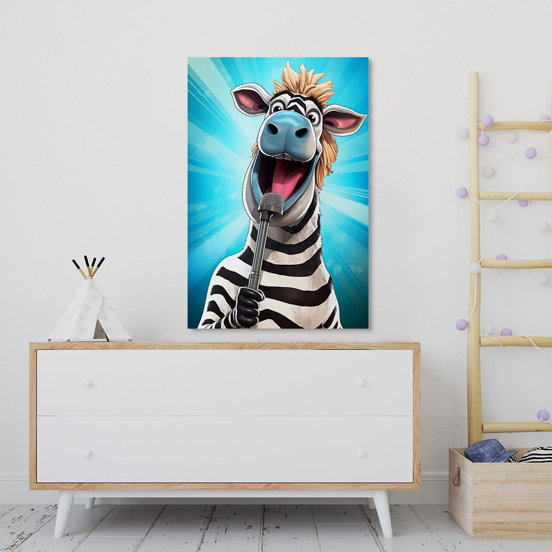 The Singing Zebra Funny Wall Art