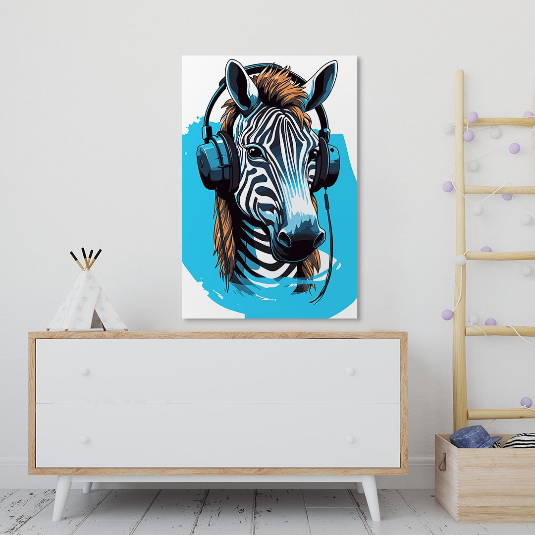 Zebra Listening To Music Wall Art