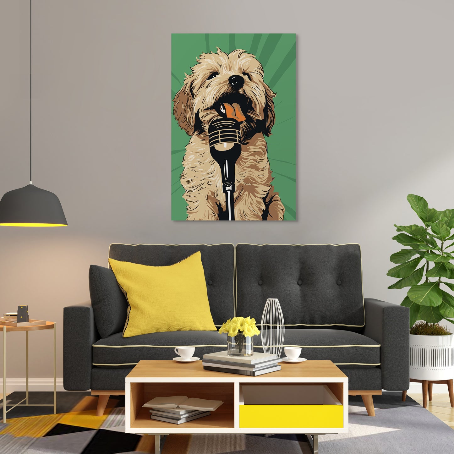 Adorable Puppy Singing Bliss Wall Art