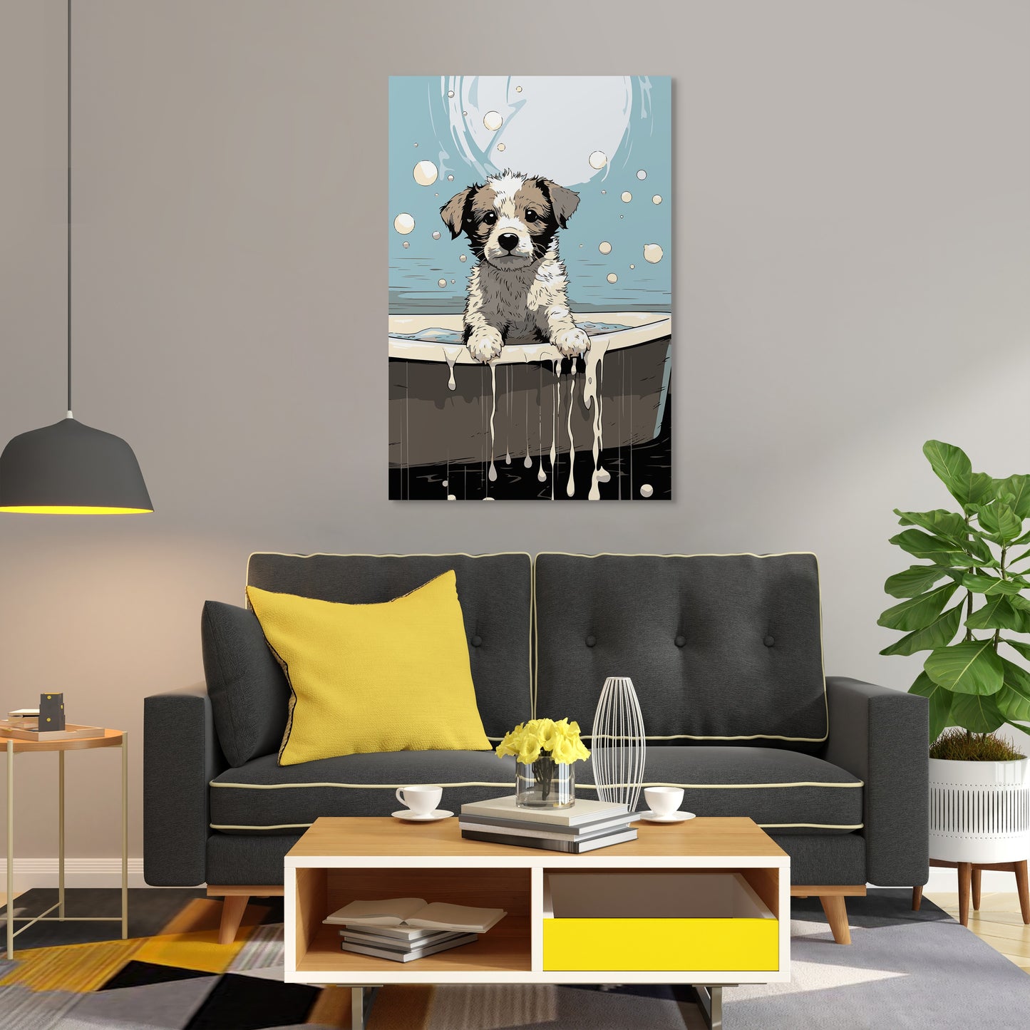 Puppy in Bathtub Wall Art