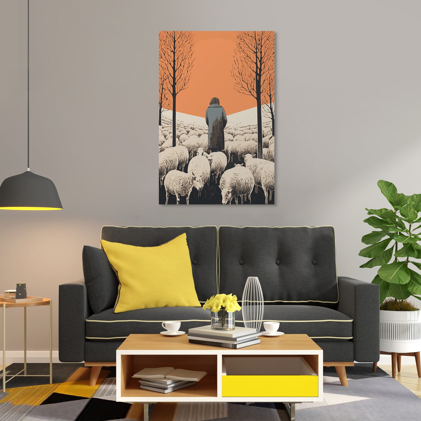 The Shepherd's Serenade with the Sheep Wall Art