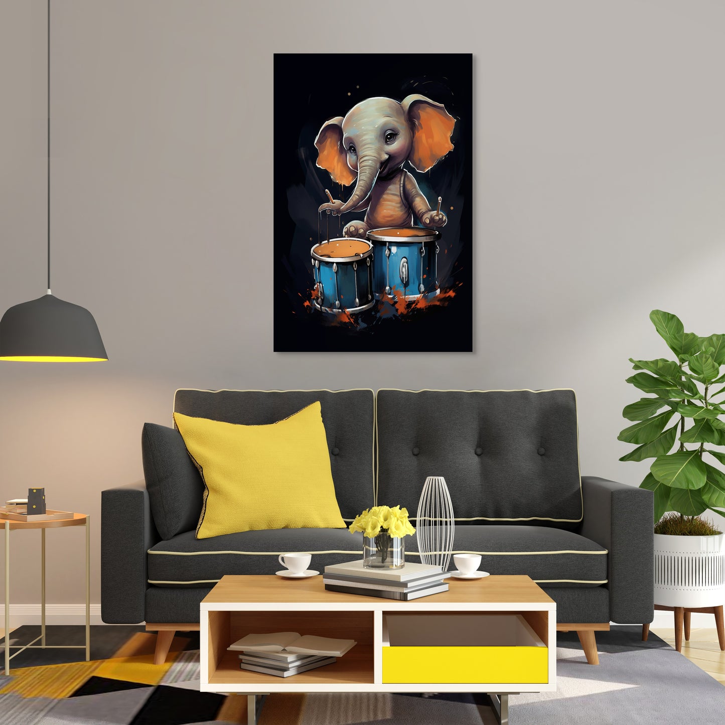 The Drumming Elephant Wall Art