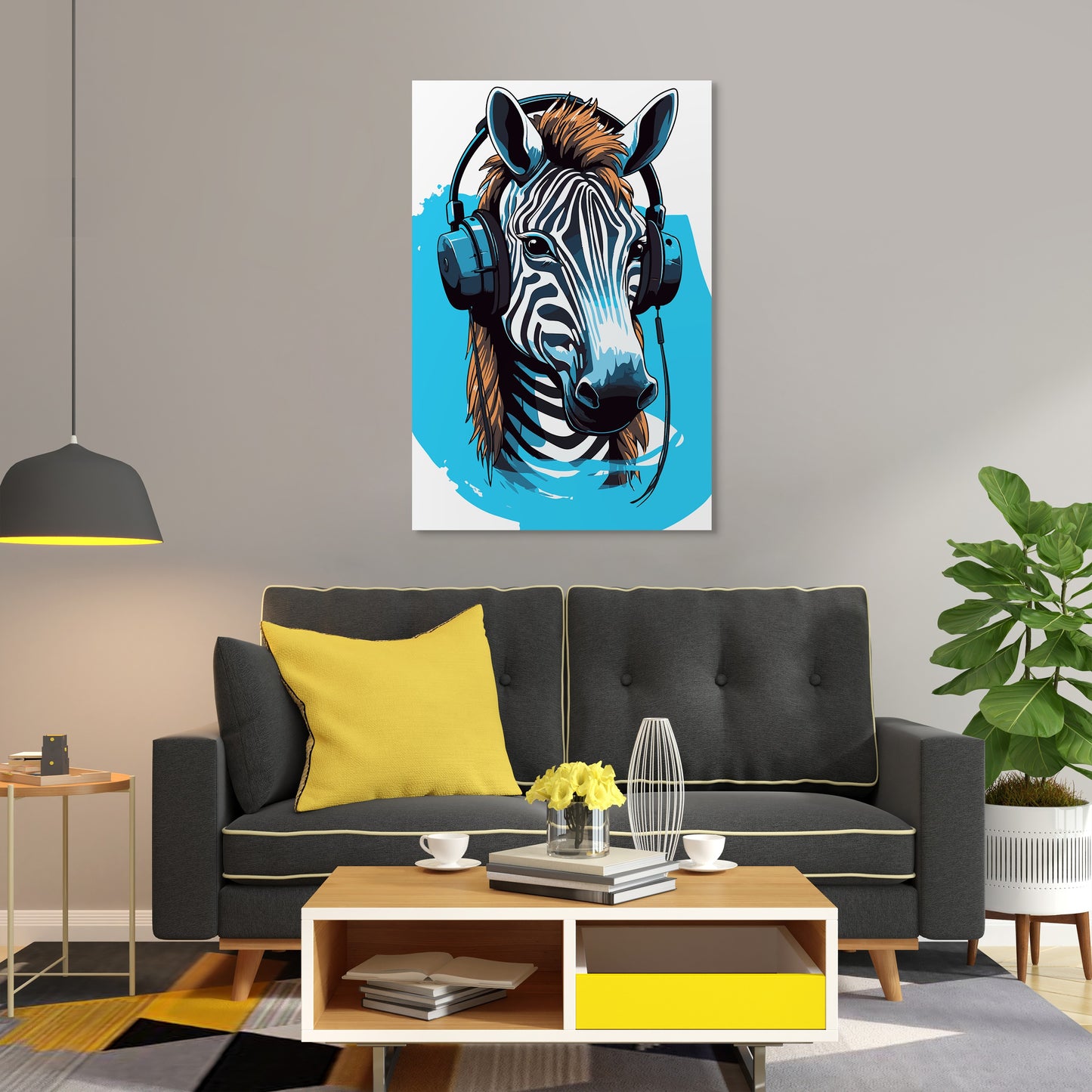 Zebra Listening To Music Wall Art