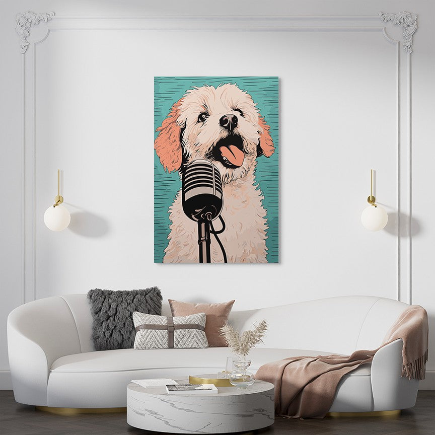 A Playful Puppy Singing Wall Art