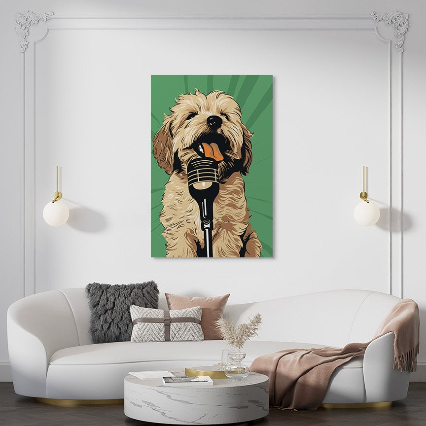 Adorable Puppy Singing Bliss Wall Art