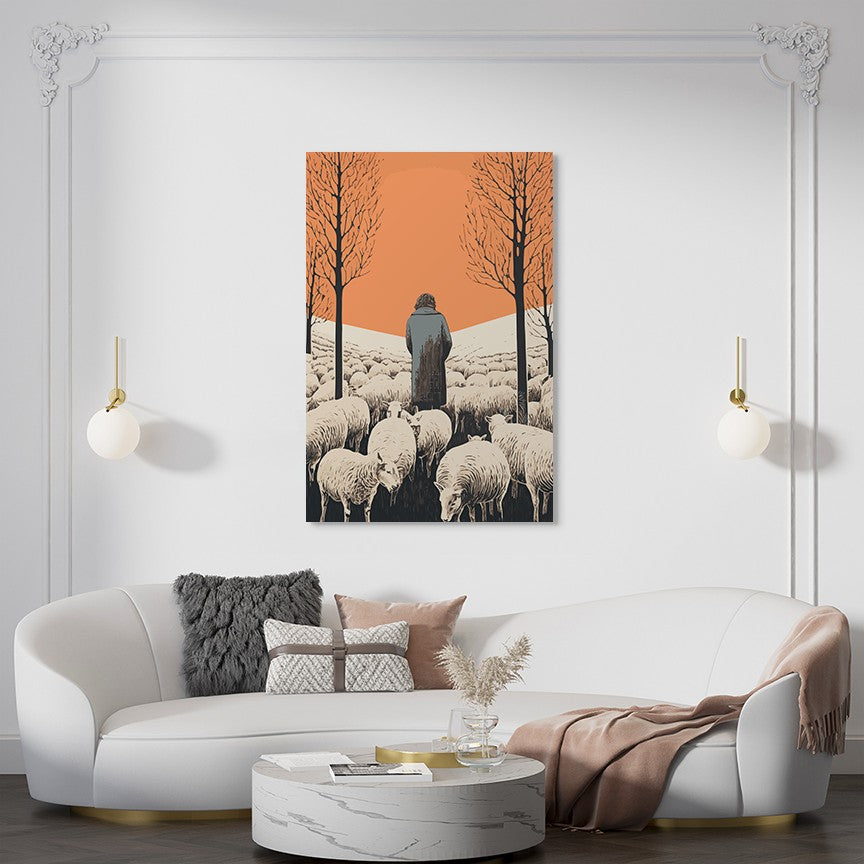 The Shepherd's Serenade with the Sheep Wall Art