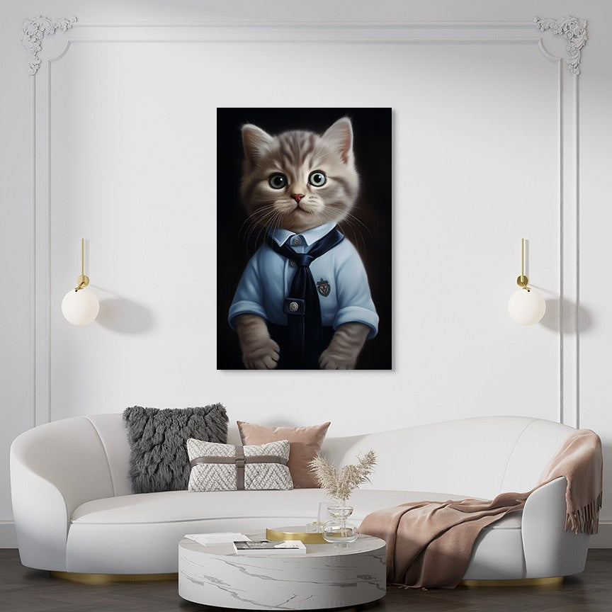 Cat in School Dress Wall Art