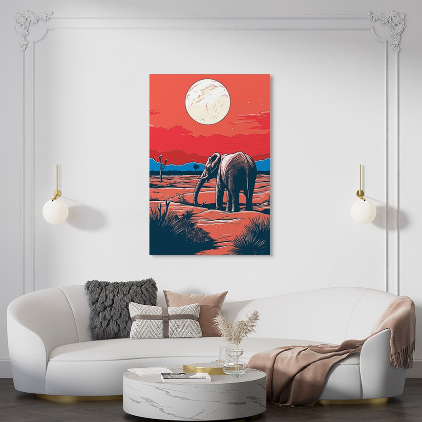 Elephant and Sunset Wall Art