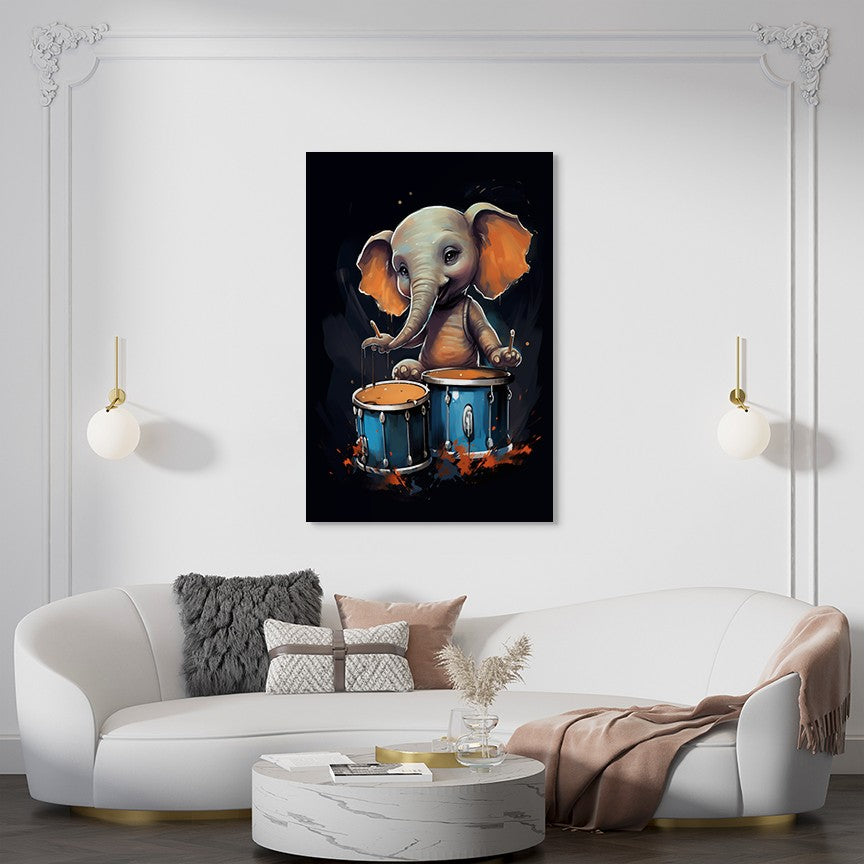 The Drumming Elephant Wall Art