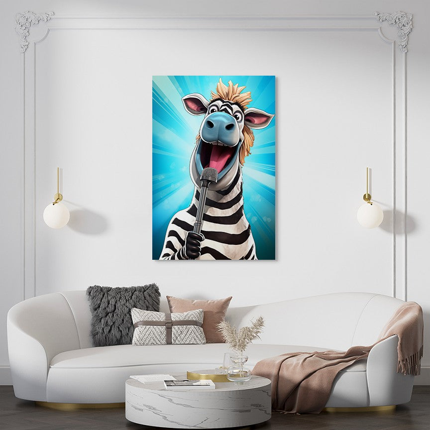 The Singing Zebra Funny Wall Art