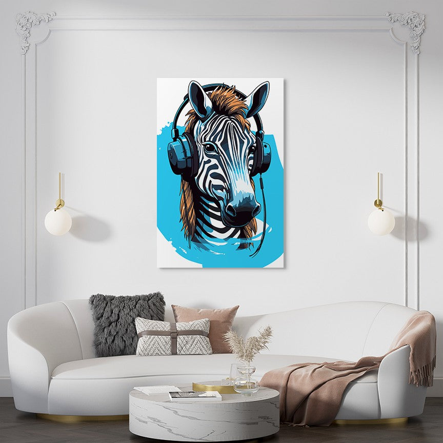 Zebra Listening To Music Wall Art
