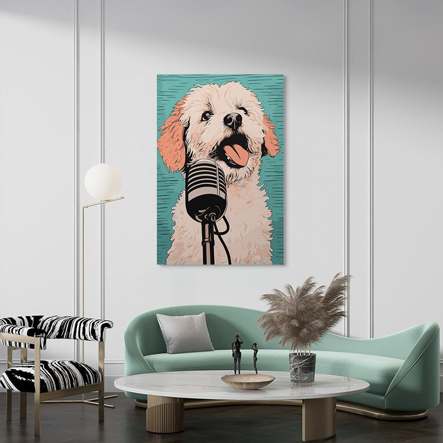 A Playful Puppy Singing Wall Art