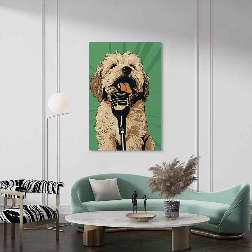 Adorable Puppy Singing Bliss Wall Art