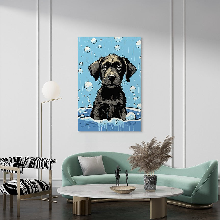 Cute Puppy Enjoys Bath Wall Art