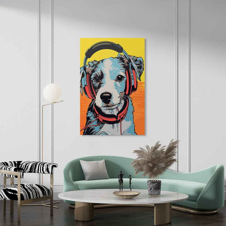 Dog Listening To Music Wall Art