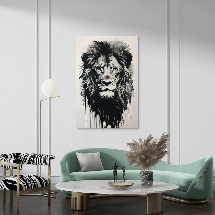 The Lion's Attitude Black Wall Art