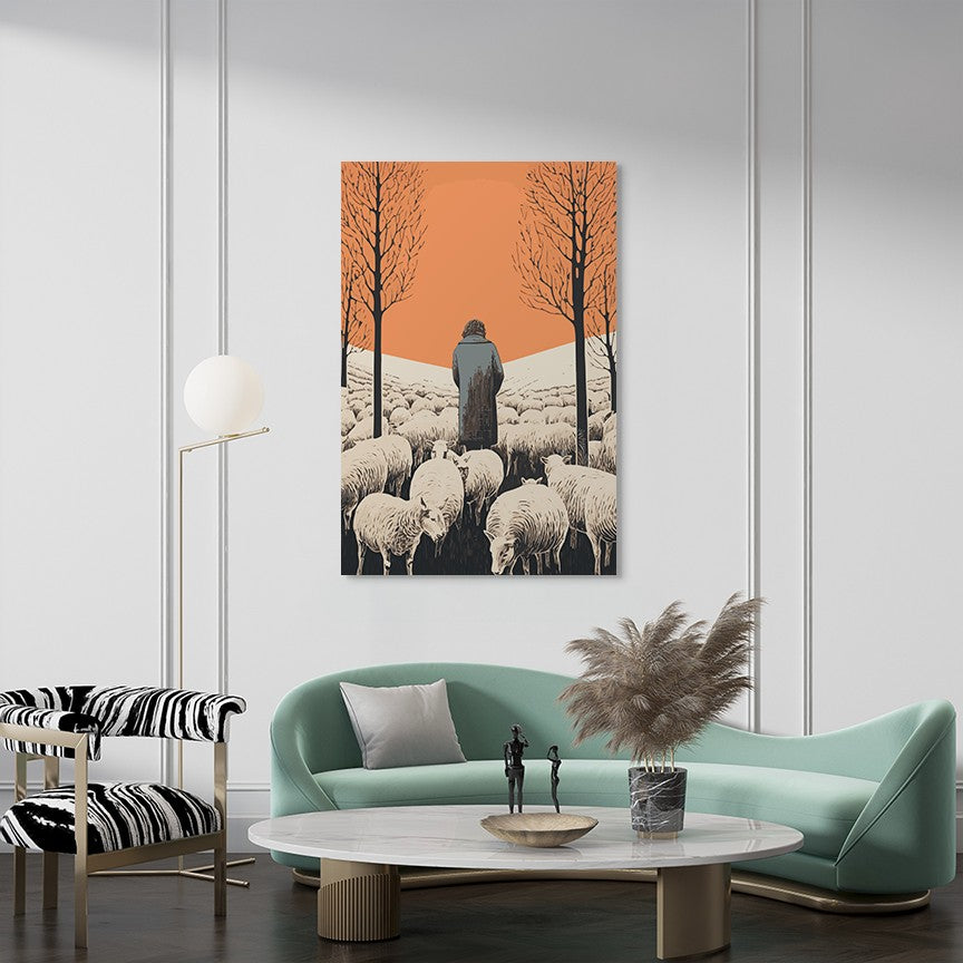 The Shepherd's Serenade with the Sheep Wall Art