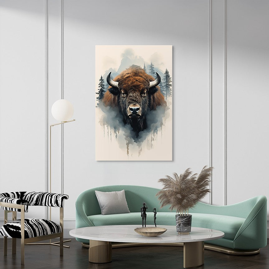 Bison in Forest Wall Art