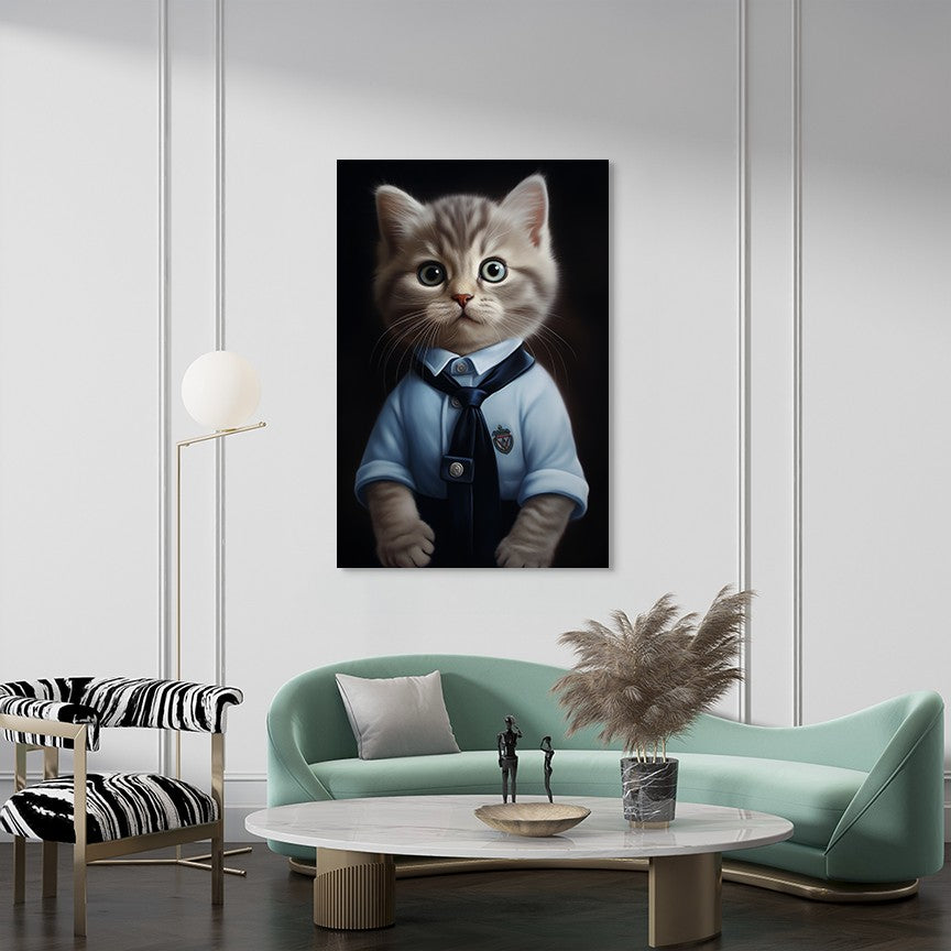 Cat in School Dress Wall Art