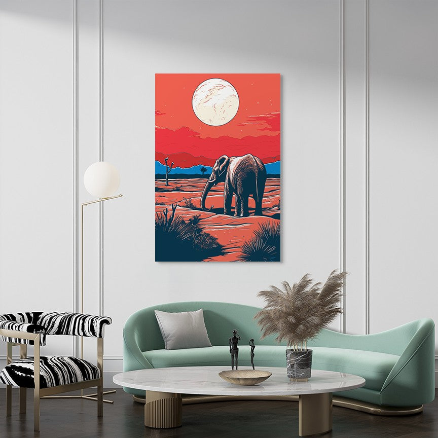 Elephant and Sunset Wall Art