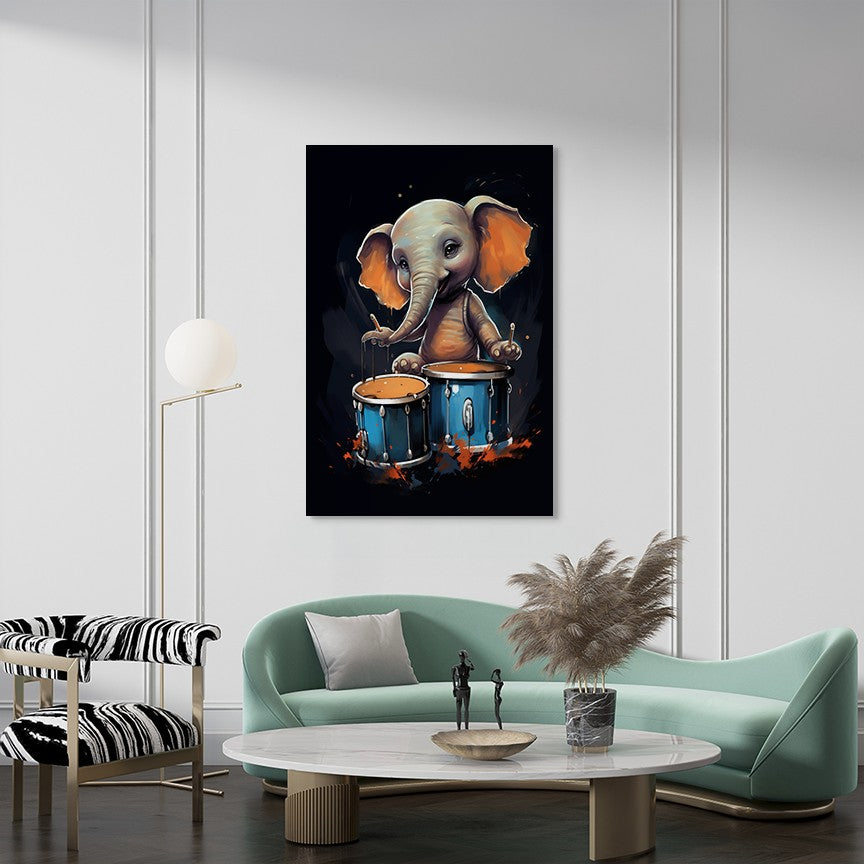 The Drumming Elephant Wall Art
