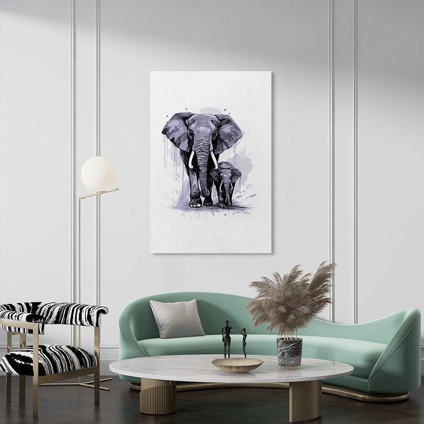 The Elephant and His Baby Wall Art