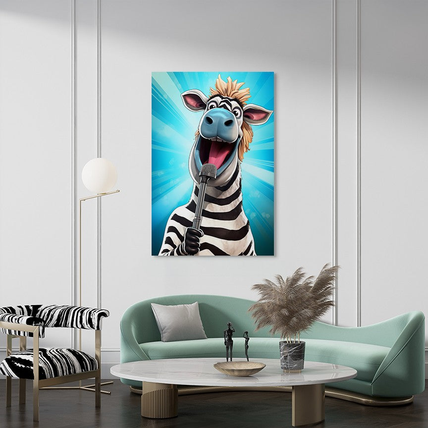 The Singing Zebra Funny Wall Art