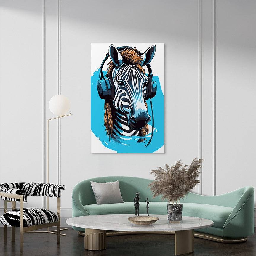 Zebra Listening To Music Wall Art