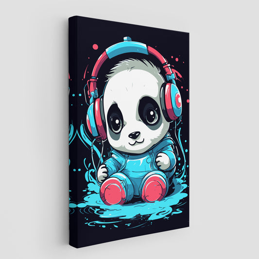The Kid Panda's Listening To Music Wall Art