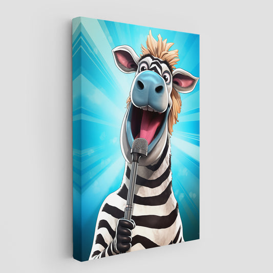 The Singing Zebra Funny Wall Art