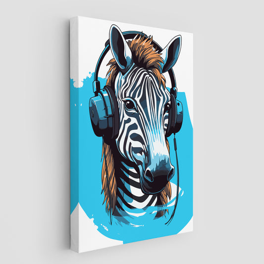Zebra Listening To Music Wall Art